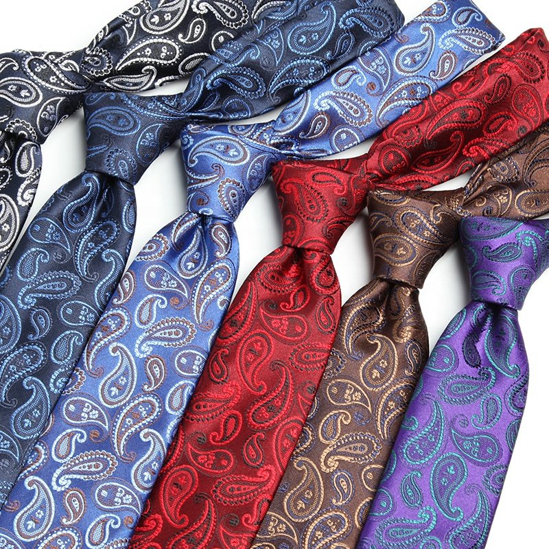 luxury polyester men's paisley purple man neck tie colorful floral necktie navy blue red brown ties 100% silk men