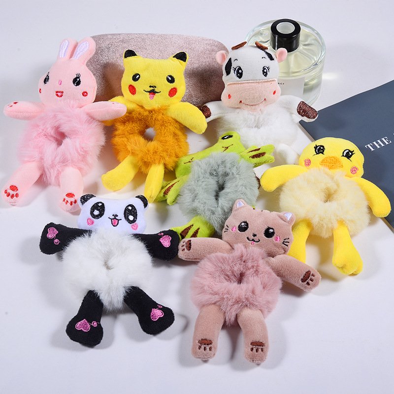 New Korean Cute Plush Animal Elastic Hair Bands Frog Cat Hair Rope Ties Children Barrette Head Wear Girls Women Hair Accessories