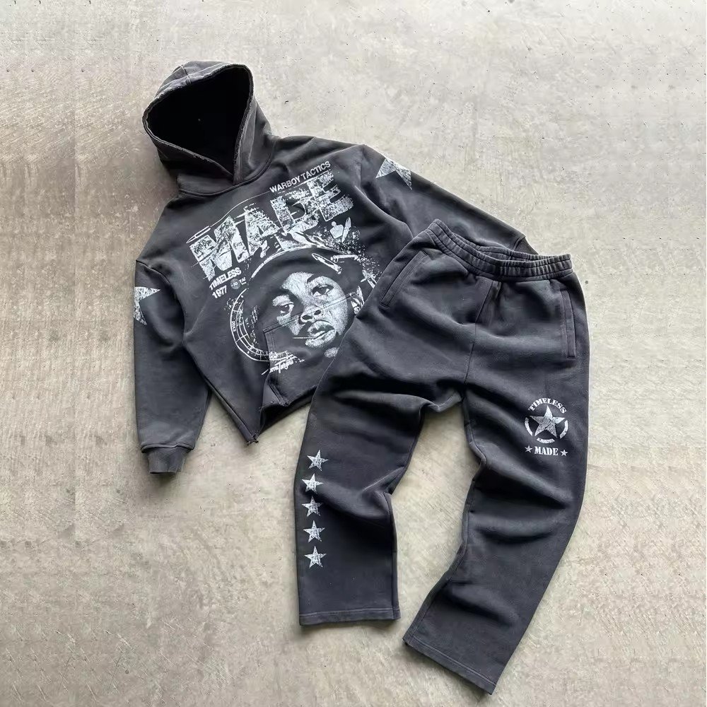 Custom cut edge heavyweight cotton terry 420gsm acid washed pullover hoodies no hem thick dtg screen print cropped hoodie men