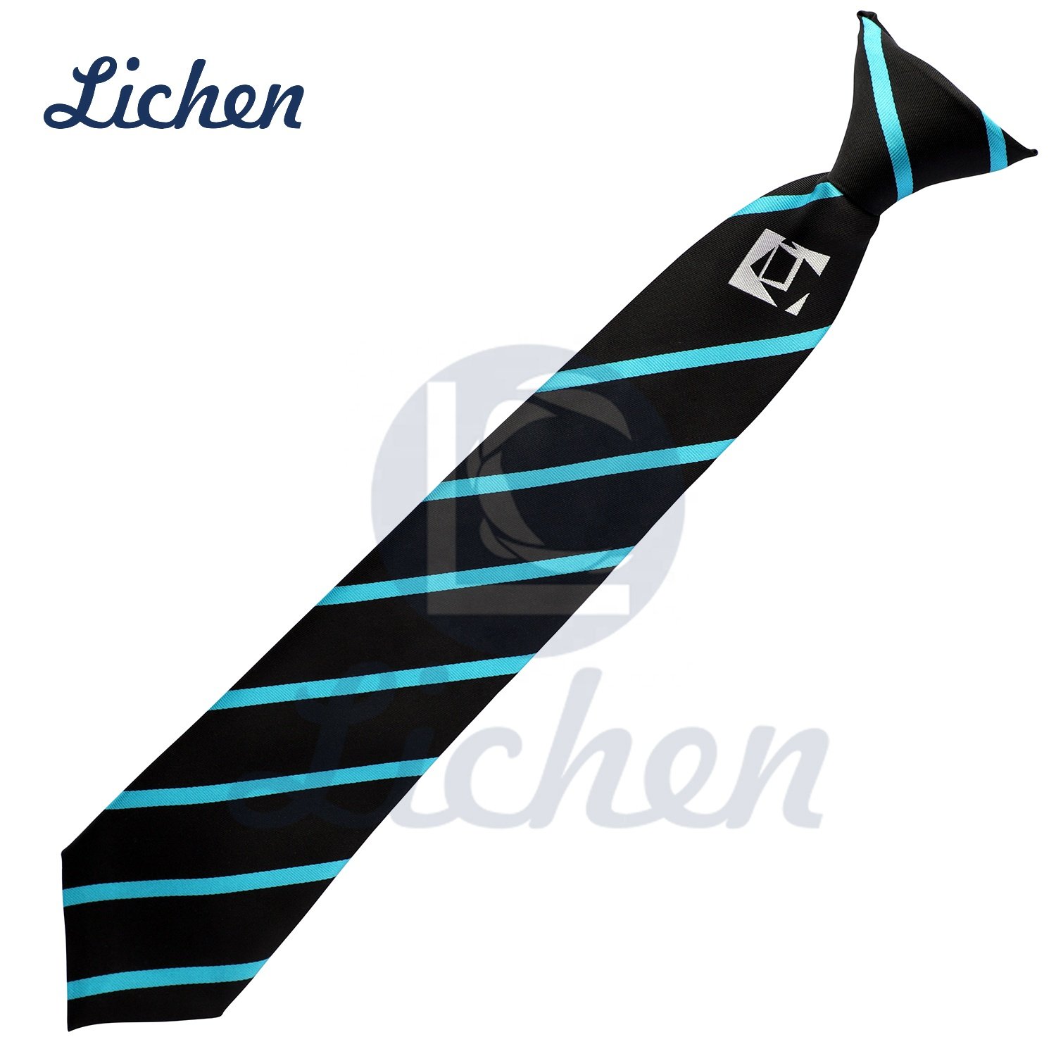 OEM ODM Customized Logo Colorful Printed Woven Striped School Tie Clip-on Neckties for Men