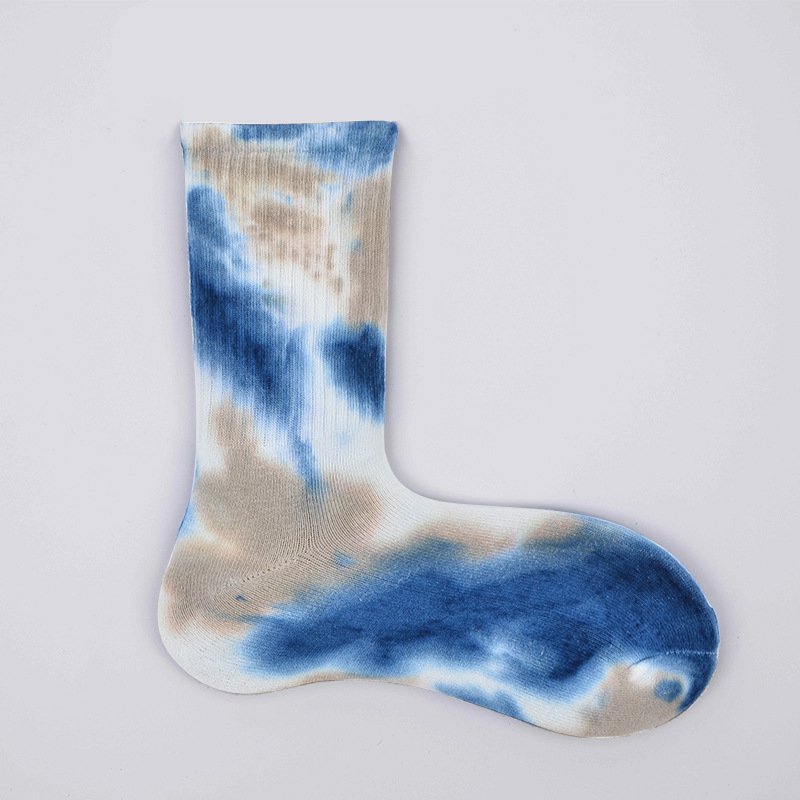 New Fashion Street Tie dyed Personalized Trendy Woman's Antiskid Socks for Girl Cotton