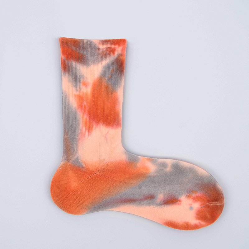 New Fashion Street Tie dyed Personalized Trendy Woman's Antiskid Socks for Girl Cotton