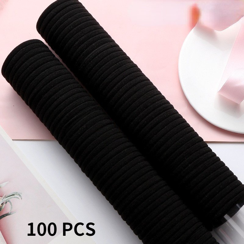 50/100PCS/Set Women Girls 4CM Colorful Nylon Elastic Hair Bands Ponytail Holder Rubber Bands Scrunchie Headband Hair Accessories