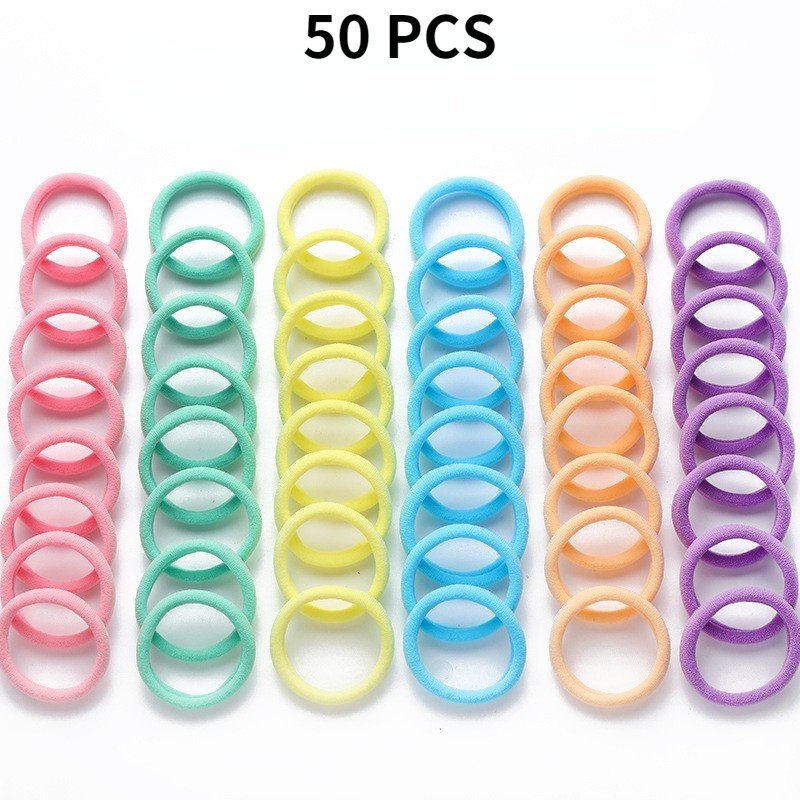 50/100PCS/Set Women Girls 4CM Colorful Nylon Elastic Hair Bands Ponytail Holder Rubber Bands Scrunchie Headband Hair Accessories