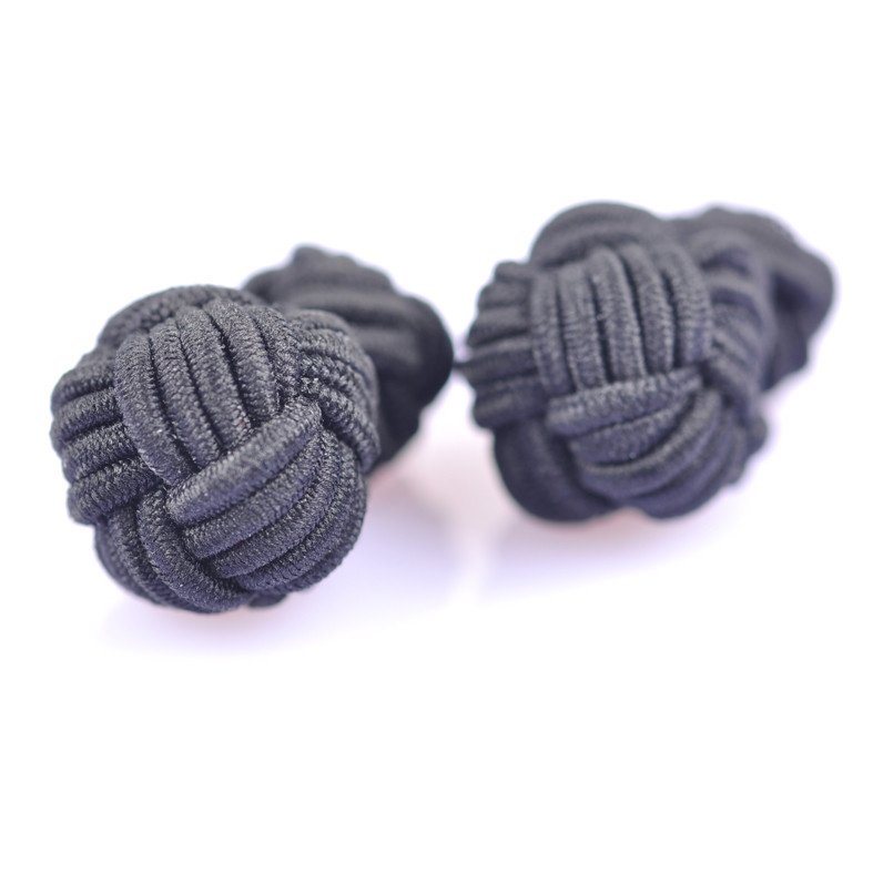 Factory Supply Silk Knot Cufflinks in Solid Colors Big and Small Elastic Design for Cuff Links & Tie Clips