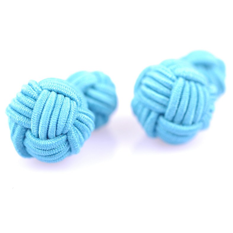 Factory Supply Silk Knot Cufflinks in Solid Colors Big and Small Elastic Design for Cuff Links & Tie Clips