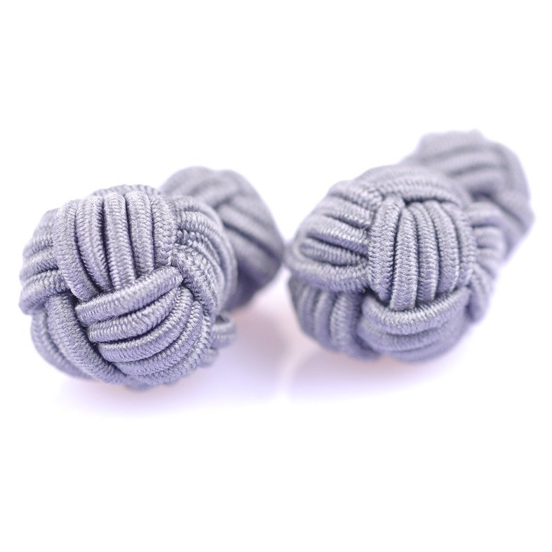 Factory Supply Silk Knot Cufflinks in Solid Colors Big and Small Elastic Design for Cuff Links & Tie Clips