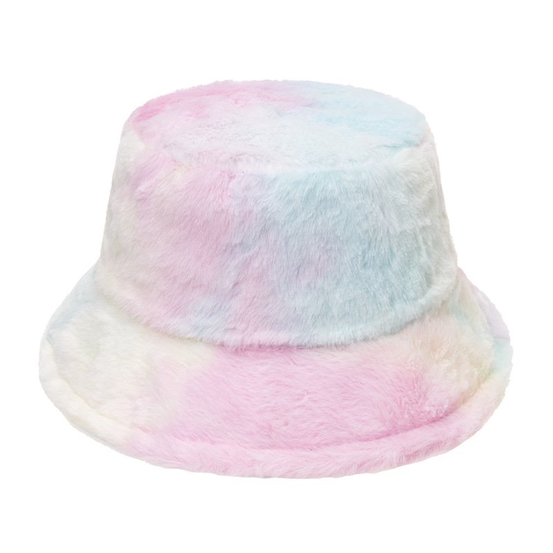 Wholesale Winter Custom Warm Imitation Rabbit Fur Fluffy Plush Logo Bucket Hats for Women Man