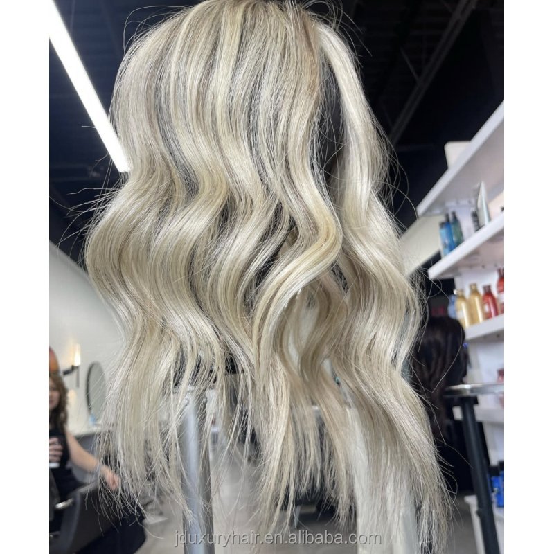 Premium ash Blonde With Darker Roots 100% Russian Human Hair Silk Top Clip In Hairpiece Hand Tied 7*9 Silk Base Topper for woman