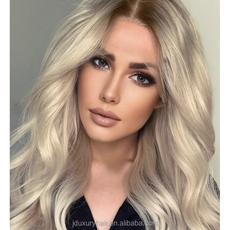 Premium ash Blonde With Darker Roots 100% Russian Human Hair Silk Top Clip In Hairpiece Hand Tied 7*9 Silk Base Topper for woman