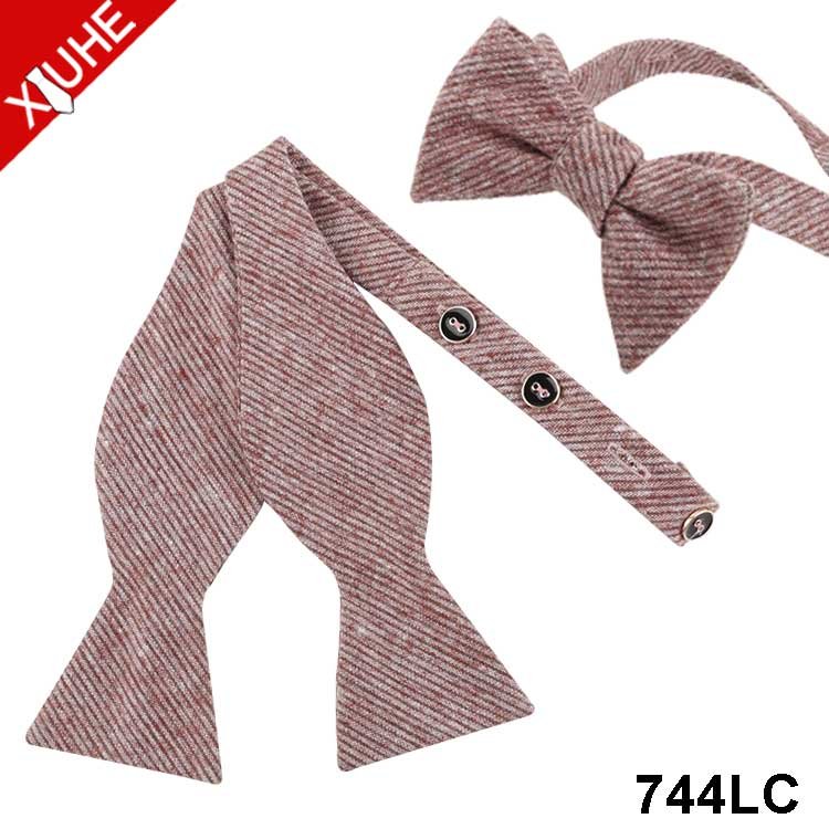 High Quality Wholesale Wool Self Bowties Mens Cheap Polyester Striped Bowtie Wholesale Linen Cotton Self Tie Bow Ties