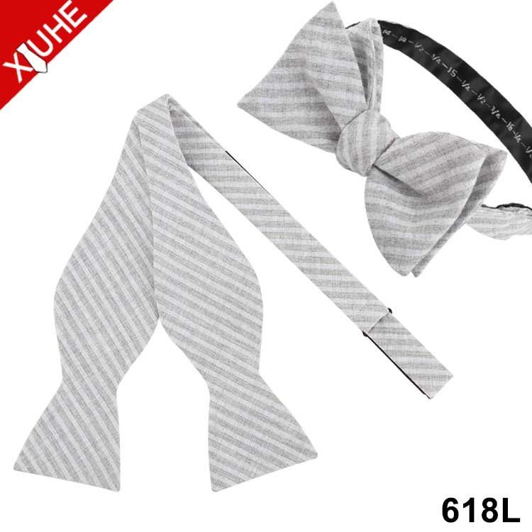 High Quality Wholesale Wool Self Bowties Mens Cheap Polyester Striped Bowtie Wholesale Linen Cotton Self Tie Bow Ties