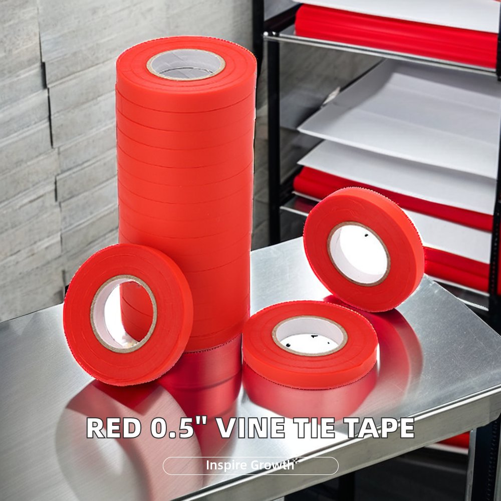 Custom 0.5\" Red PVC Plant Tie Tape Low MOQ Tapetool Vine Strapping Tape from Guangdong Factory for Plant Tying Machine Masking