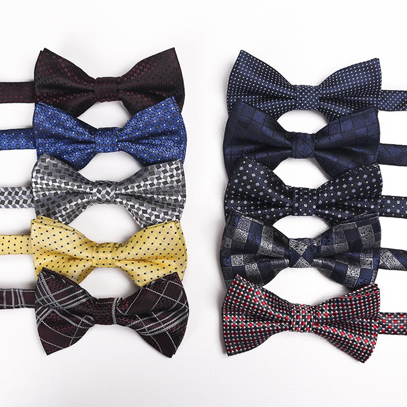 Factory in stock fashion casual polyester jacquard adjustable handmade bow tie for men suit shirt
