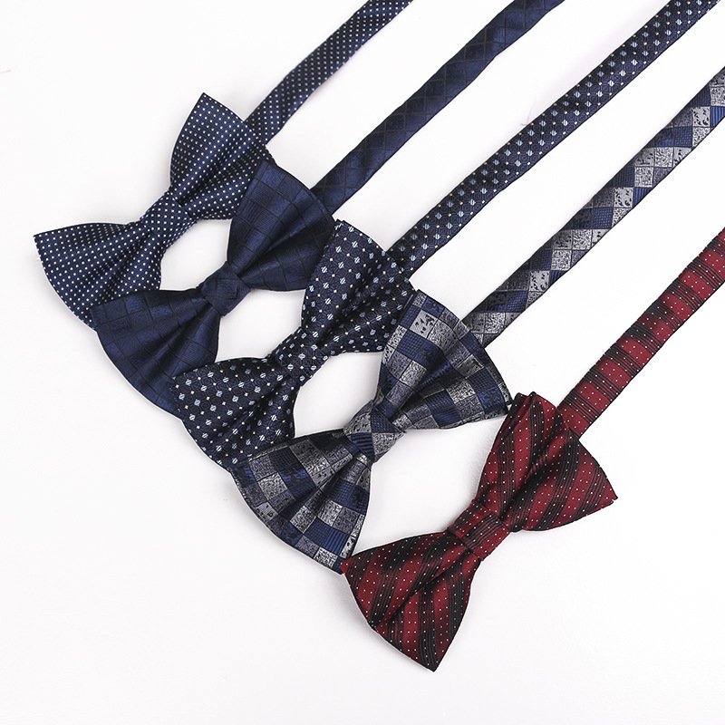 Factory in stock fashion casual polyester jacquard adjustable handmade bow tie for men suit shirt