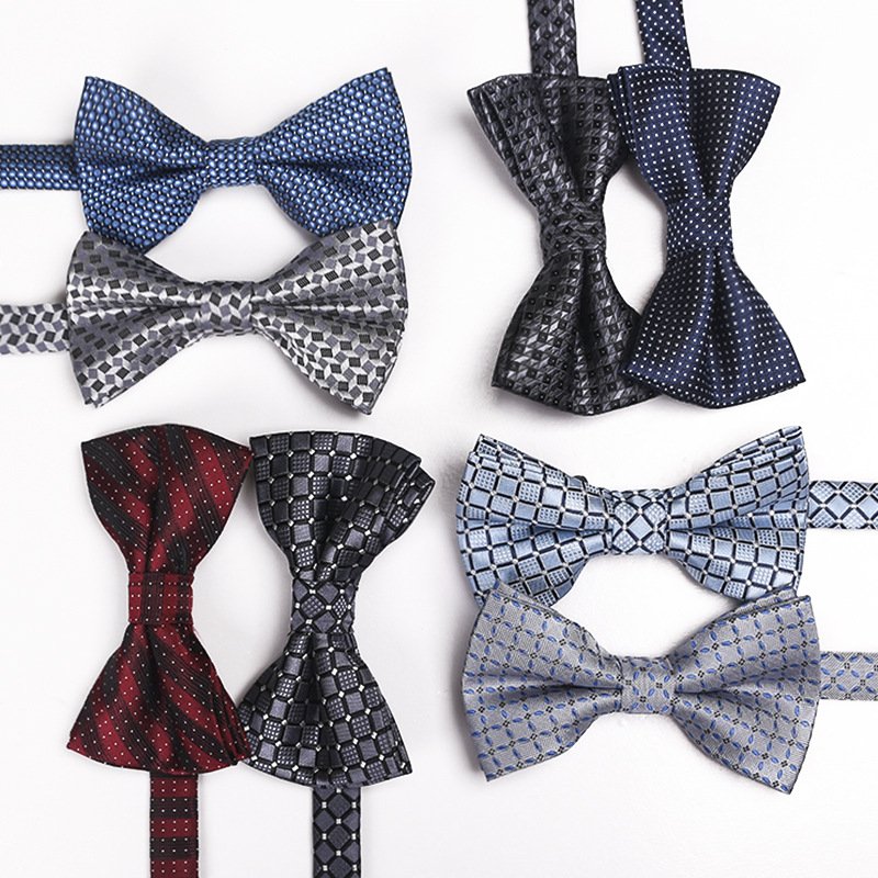 Factory in stock fashion casual polyester jacquard adjustable handmade bow tie for men suit shirt