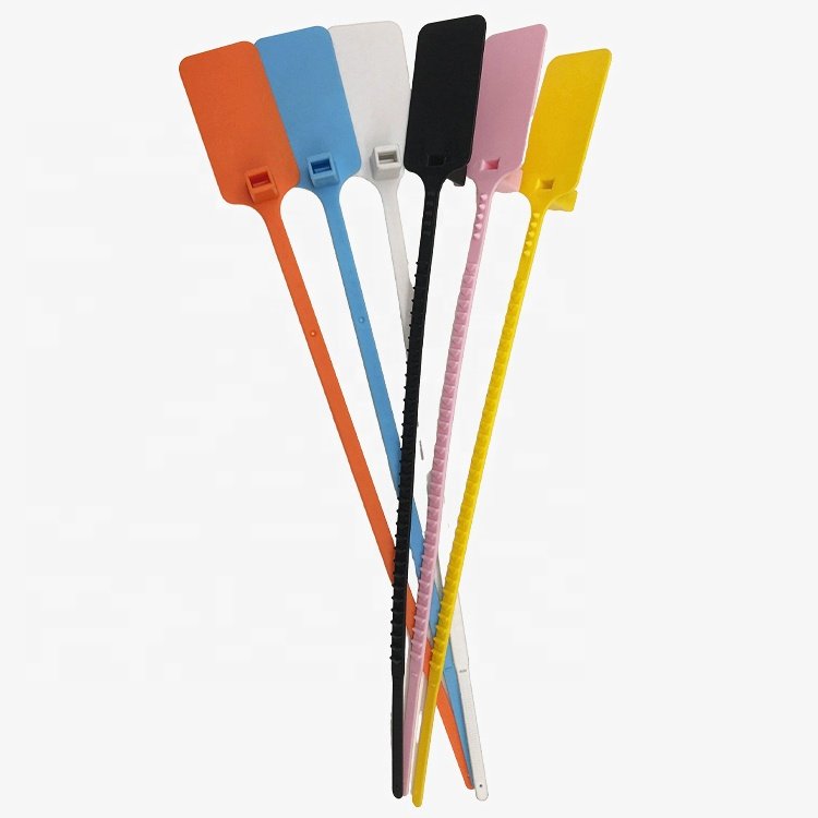 Clothing Cable Writable Labels Manufacturer Custom Brand Logo Garment Plastic Locking Zip Tags for Bag