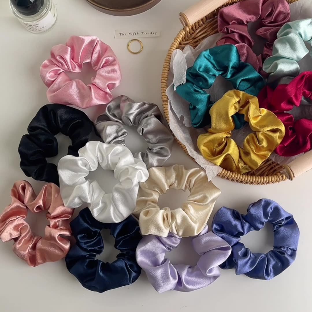 Elastic Skinny Ropes Satin Hairband Scrunchies Soft Ponytail Hair Ties for Girls Accessory