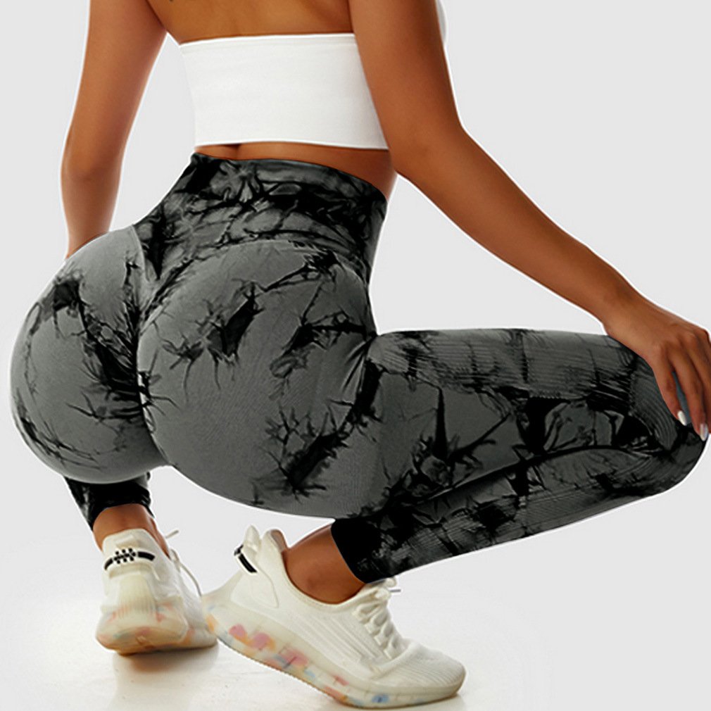 S-XL Women's Sports Tie Dye Leggings High Waist Gym Fitness Yoga Push Up Leggings Ladies Seamless Hip Lifting Tights Pants