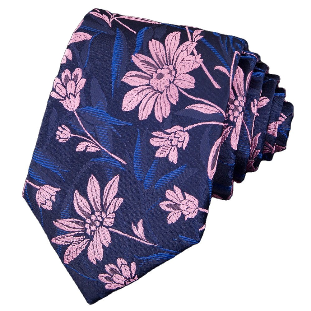 Hamocigia Factory Tailored Handsome Floral 100% Organic Jacquard Woven Gravata Necktie Silk Tie floral ties men