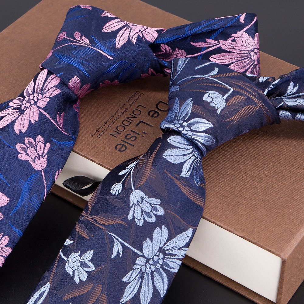 Hamocigia Factory Tailored Handsome Floral 100% Organic Jacquard Woven Gravata Necktie Silk Tie floral ties men