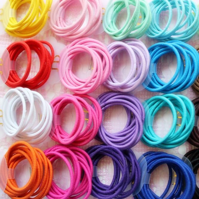 Wholesale polyester round elastic hair bands rubber hair ties
