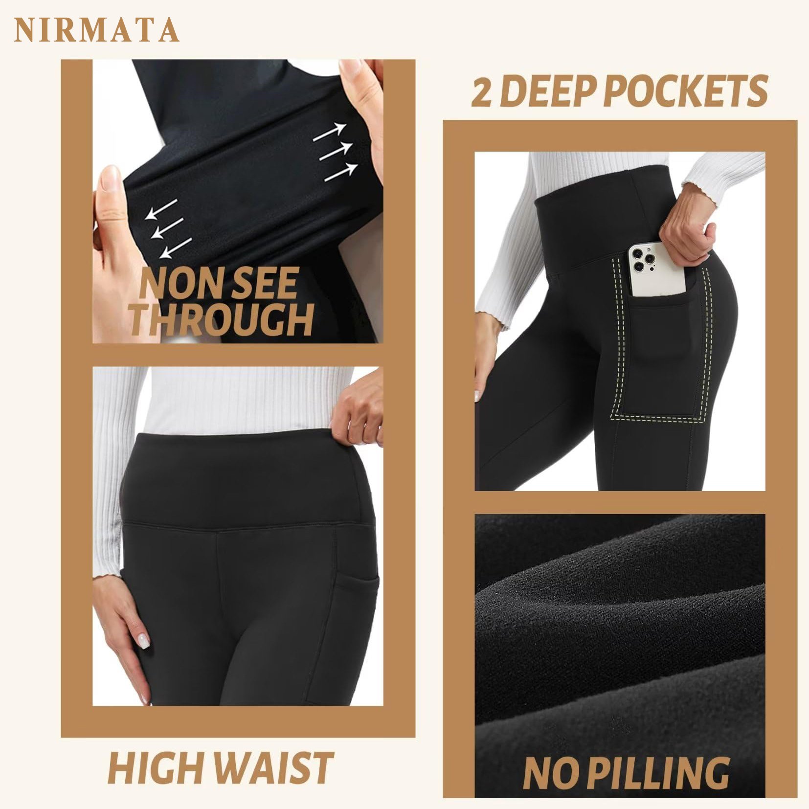 NIRMATA Yoga Pants Leggings For Women Wholesale High Waist Soft Tight Fitness Custom Polyester Spandex Yoga Leggings with Pocket