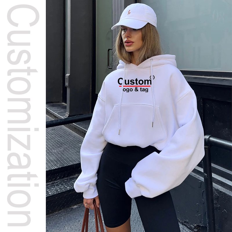 Custom Factory for Women Sweatsuits Sets 2 Piece Outfits Cropped Hoodie Sweatshirt and Sweatpants Long Joggers with Pockets