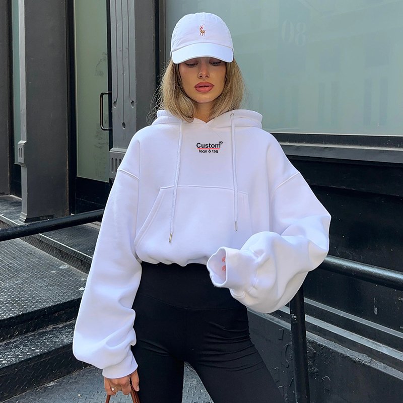 Custom Factory for Women Sweatsuits Sets 2 Piece Outfits Cropped Hoodie Sweatshirt and Sweatpants Long Joggers with Pockets