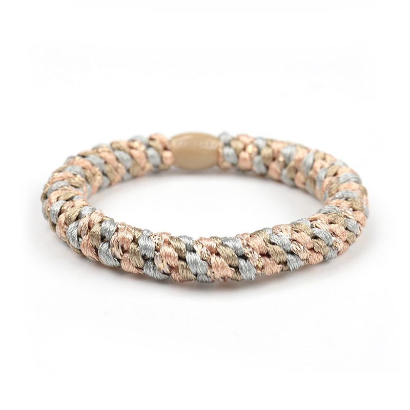 Colorful Korean Style Thick Braided Hair Tie Woven Polyester Ponytail Holders Glitter Hair Elastic Band for Daily Use