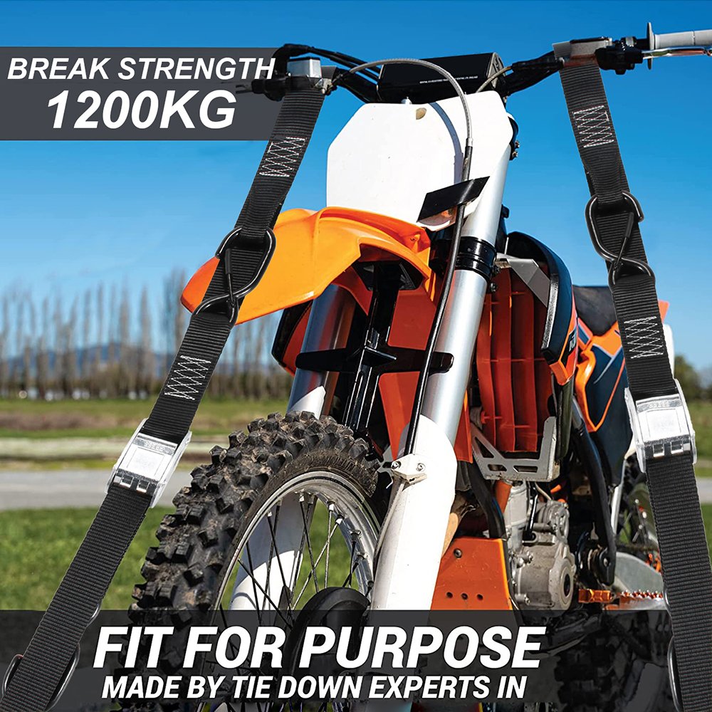 Customizable 2pk 1.5 inch 38mm 1200kgs Heavy Duty Motorcycle ATV Accessories Cam Buckle Tie Down Straps