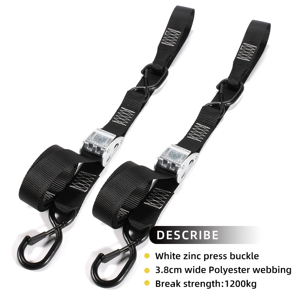 Customizable 2pk 1.5 inch 38mm 1200kgs Heavy Duty Motorcycle ATV Accessories Cam Buckle Tie Down Straps