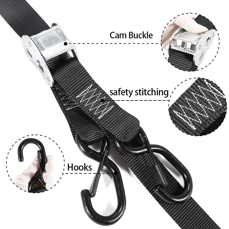 Customizable 2pk 1.5 inch 38mm 1200kgs Heavy Duty Motorcycle ATV Accessories Cam Buckle Tie Down Straps