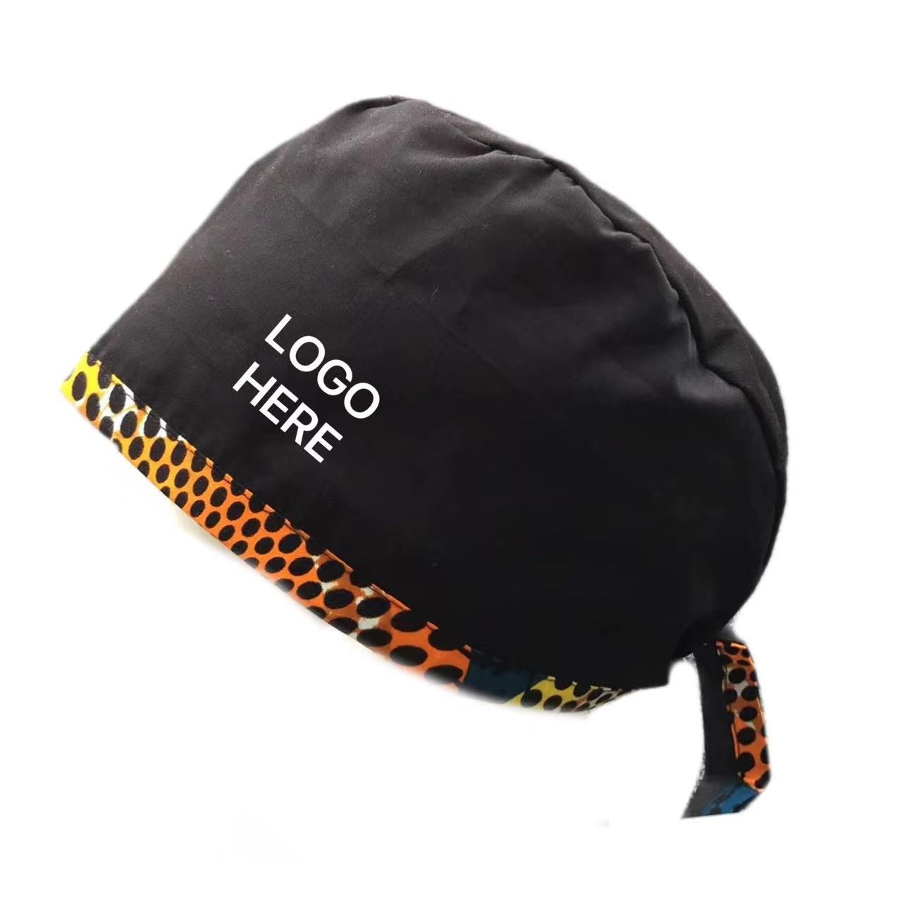 Unisex Dental Hospital Work Caps African Male Short Skull Caps For Nurse Doctors Tie Back Scrub Caps Satin Lined Custom Logo