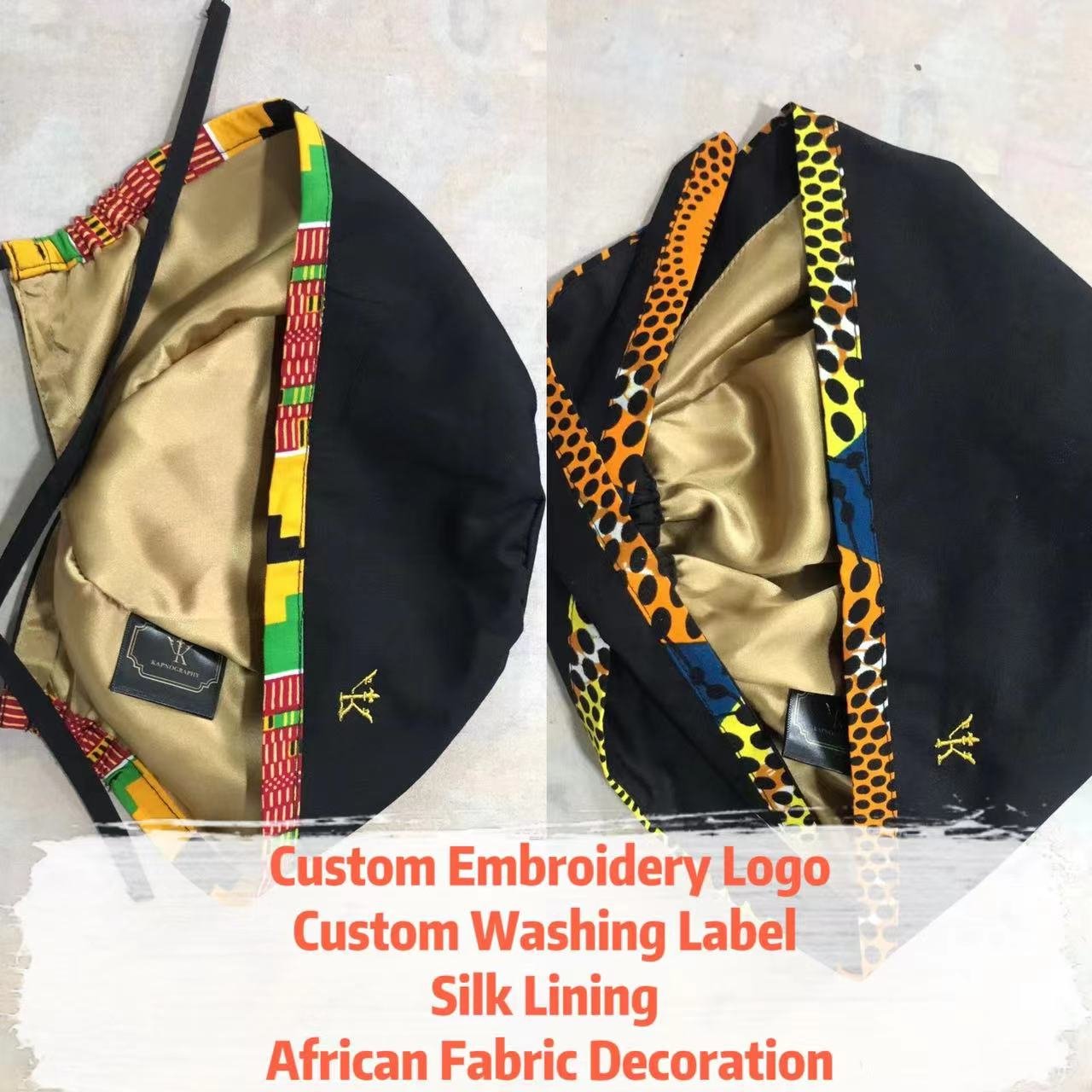 Unisex Dental Hospital Work Caps African Male Short Skull Caps For Nurse Doctors Tie Back Scrub Caps Satin Lined Custom Logo