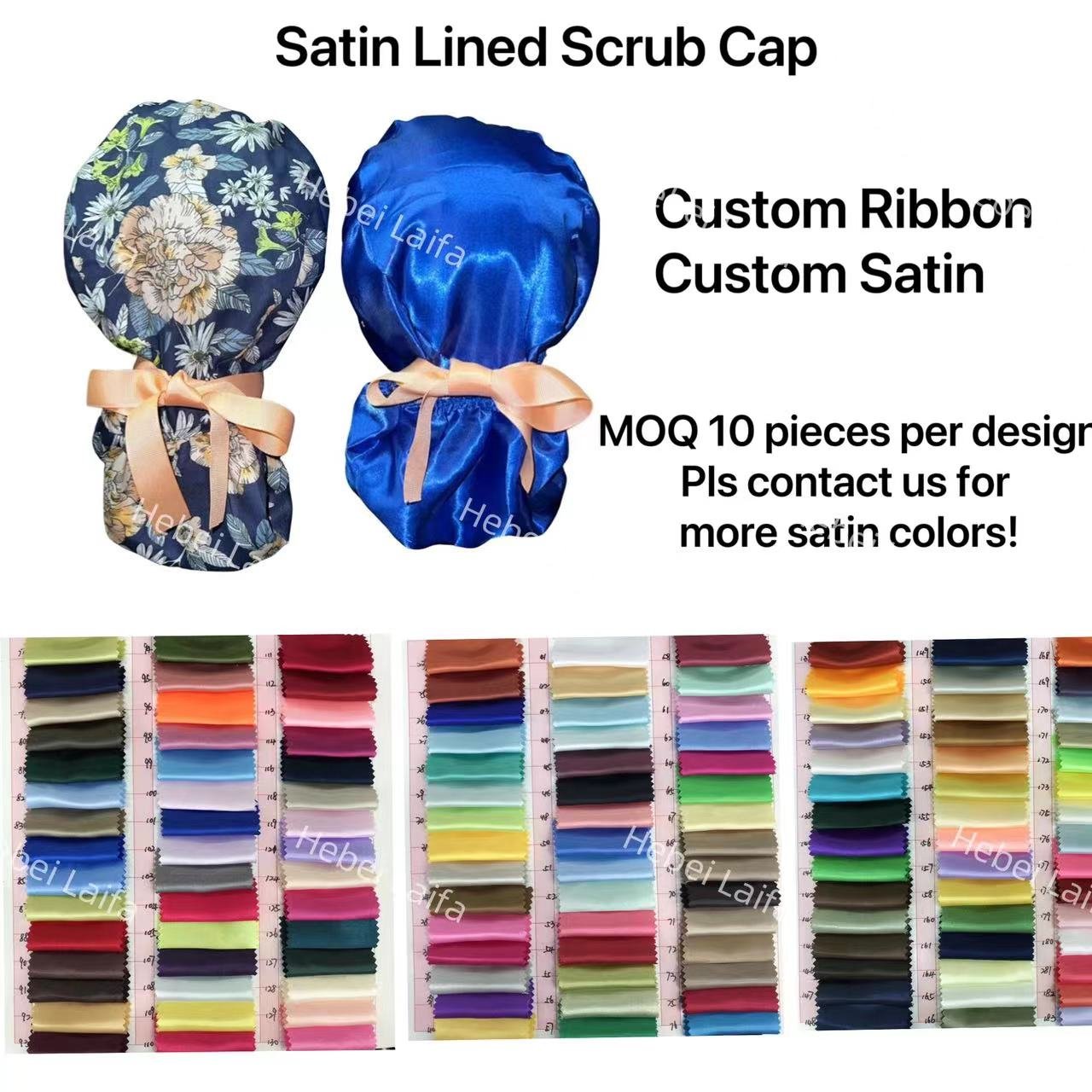 Unisex Dental Hospital Work Caps African Male Short Skull Caps For Nurse Doctors Tie Back Scrub Caps Satin Lined Custom Logo