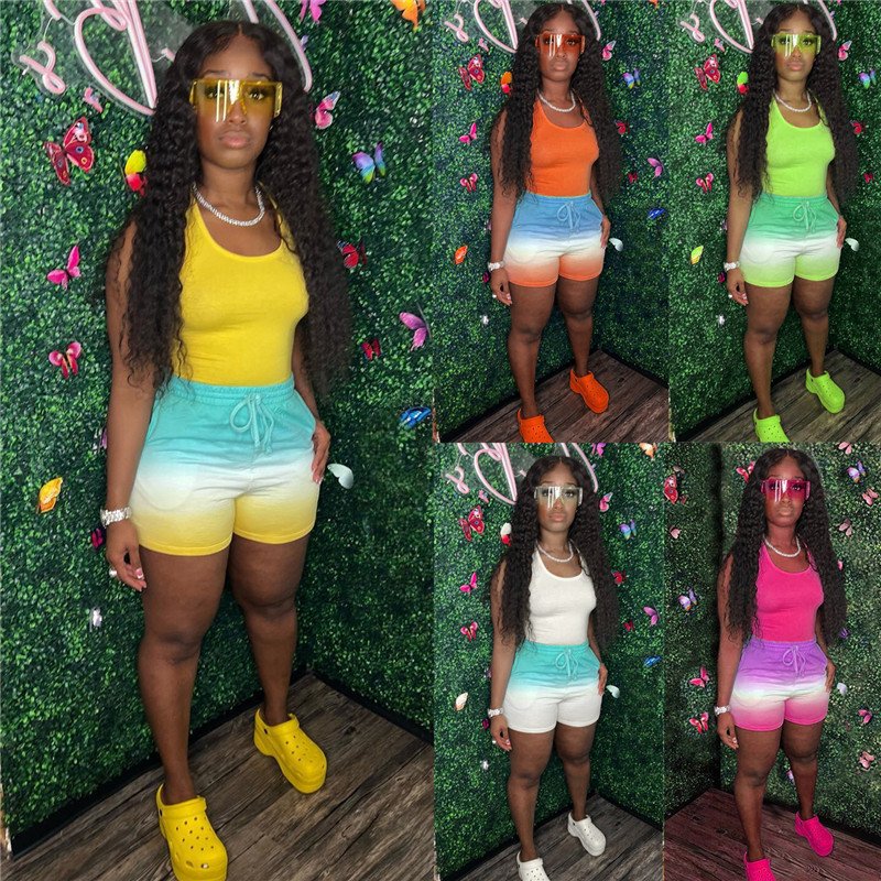 Summer women athletic jogger jogger suit biker shorts outfits with slouch socks two piece women tank top shorts set