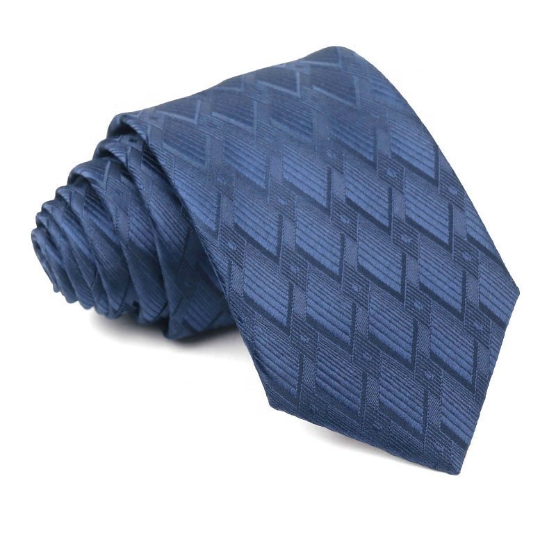 Custom Men's Luxury Ties High Quality 100% Polyester Ties For Men Navy Blue Business Ties 2024