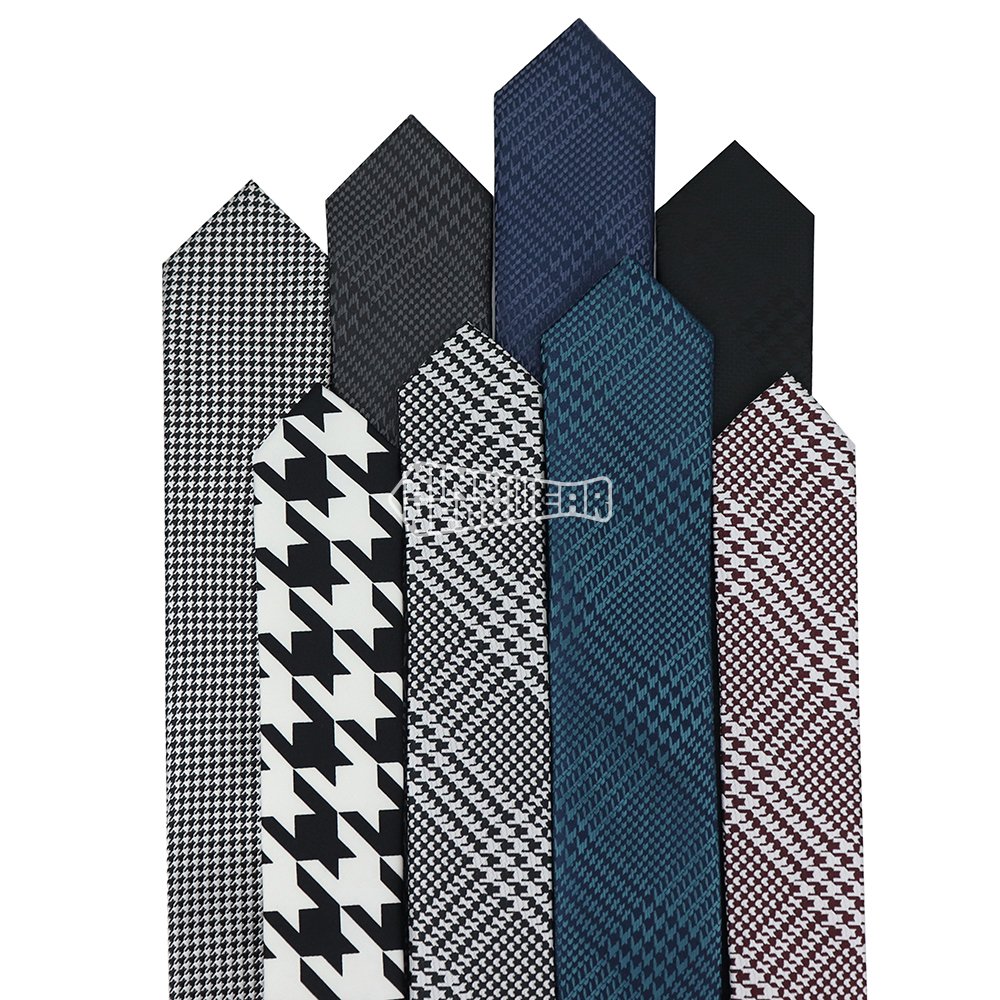 Silk Houndstooth Ties Wholesale Solid Patterned Necktie Business Red Black Wedding Mens Dress Tie
