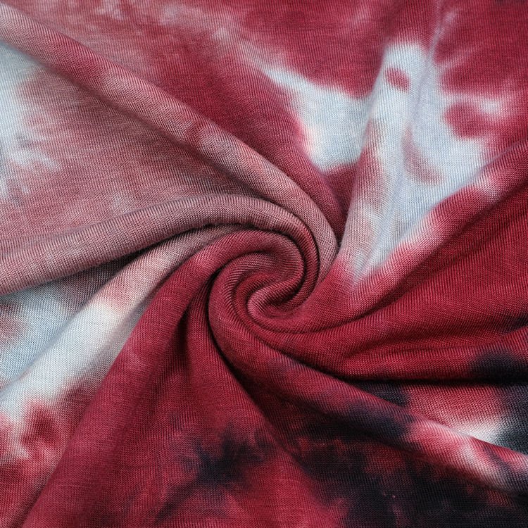 Fashionable tie dyed knitted jersey fabric rayon spandex custom printed rib fabric for dress
