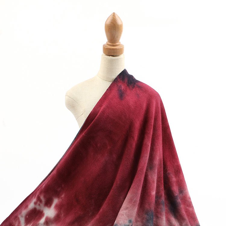 Fashionable tie dyed knitted jersey fabric rayon spandex custom printed rib fabric for dress