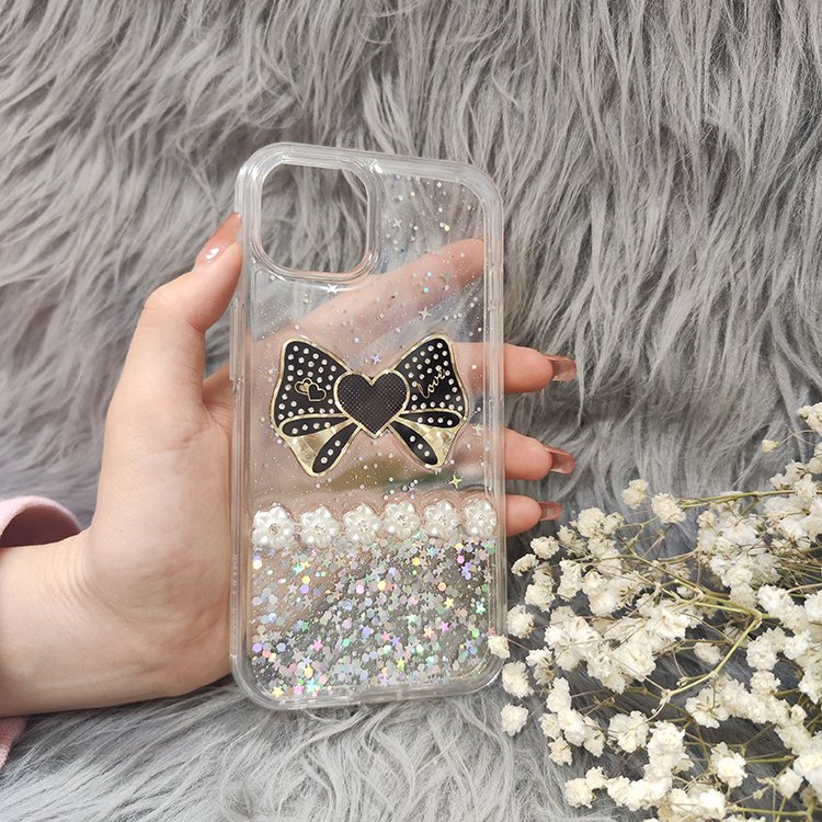 Original Bow Tie Transparent PC Phone Case Girls/Women Stick Drill Rectangle Design Wallet Wireless Compatible for Huawei Realme