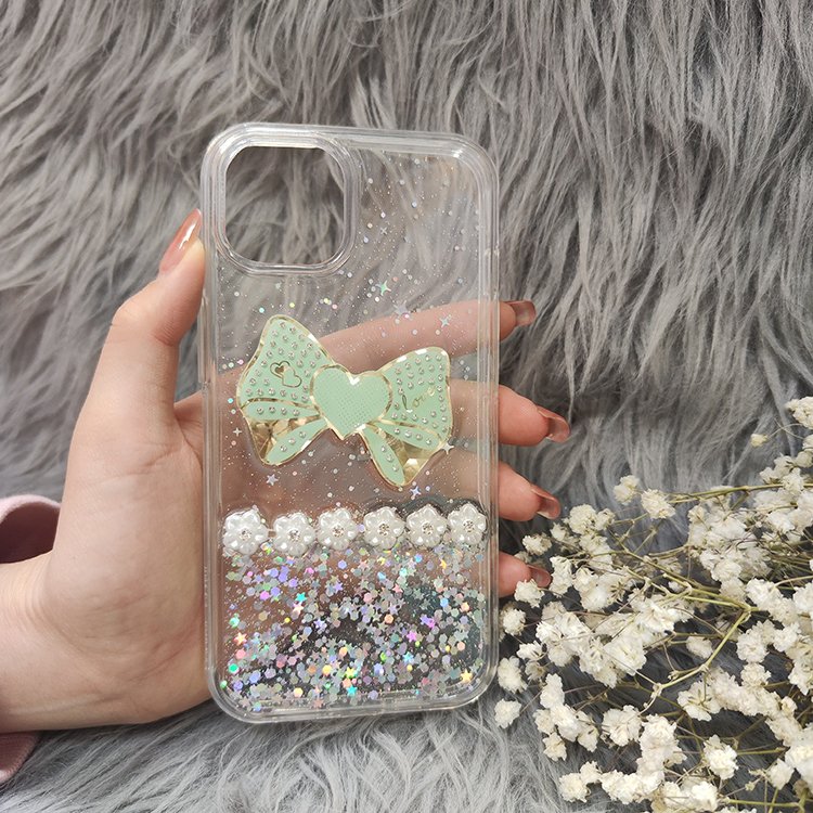 Original Bow Tie Transparent PC Phone Case Girls/Women Stick Drill Rectangle Design Wallet Wireless Compatible for Huawei Realme