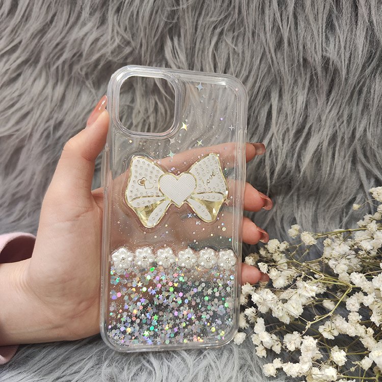 Original Bow Tie Transparent PC Phone Case Girls/Women Stick Drill Rectangle Design Wallet Wireless Compatible for Huawei Realme