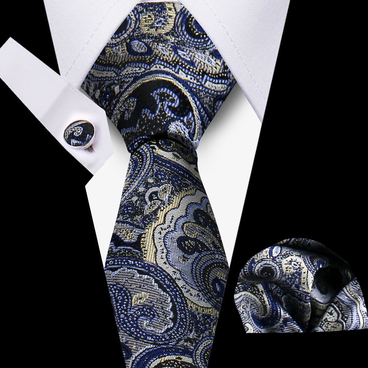36 Styles Men's Tie And Pocket Square Set Green Plain Paisley Plaid Striped Necktie Set For Men Cufflinks Suit Gift Wedding