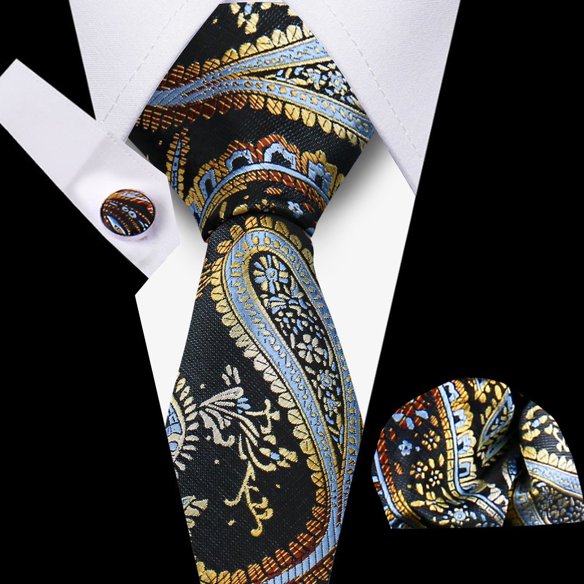 36 Styles Men's Tie And Pocket Square Set Green Plain Paisley Plaid Striped Necktie Set For Men Cufflinks Suit Gift Wedding
