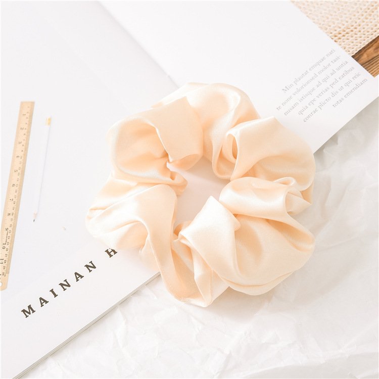 Wholesale Custom Elastic Hair Ties for Girls and Women Solid Color Satin Silk Scrunchies Light Fabric