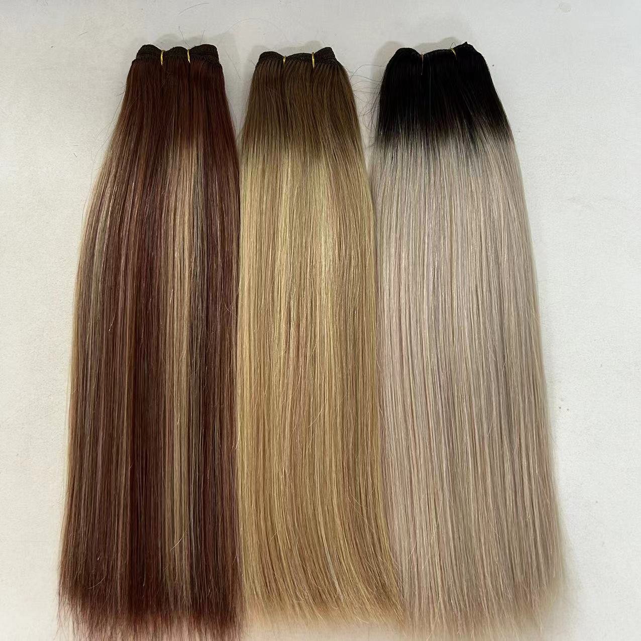 Wholesale Cuticle Aligned Machine Weft Remy Human Hair Extensions High Quality Volume Weft Russian Natural Hair