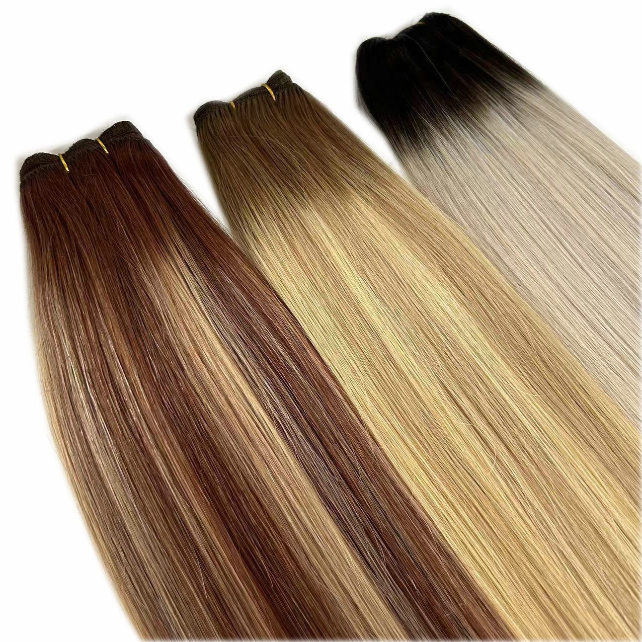 Wholesale Cuticle Aligned Machine Weft Remy Human Hair Extensions High Quality Volume Weft Russian Natural Hair