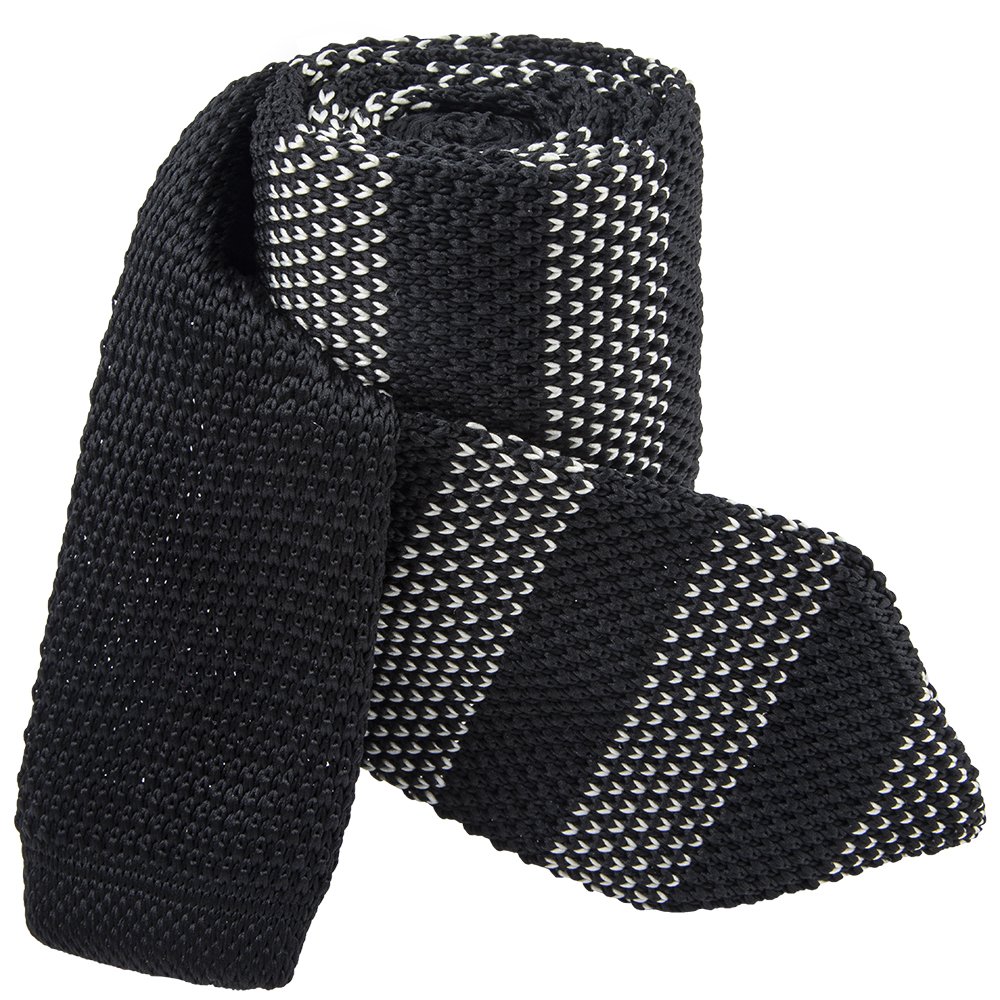 Two-Toned Stripe Men's Polyester Knit Necktie Arrow End Knitted Ties with Durable Polyester Material For Men